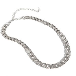 Paparazzi Silver Chunky Curb Chain Necklace Fiercely Independent White Choker